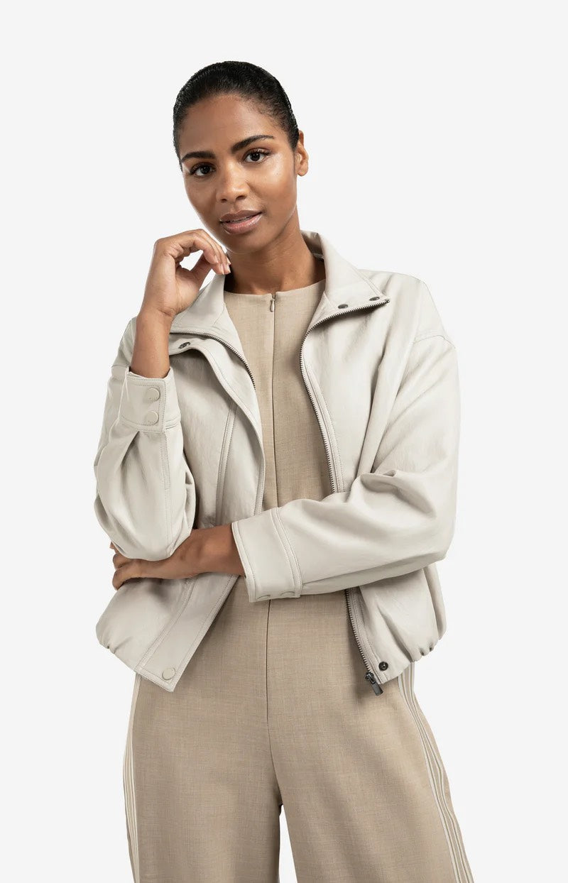 Faux Leather Jacket With Baloo - Off-white