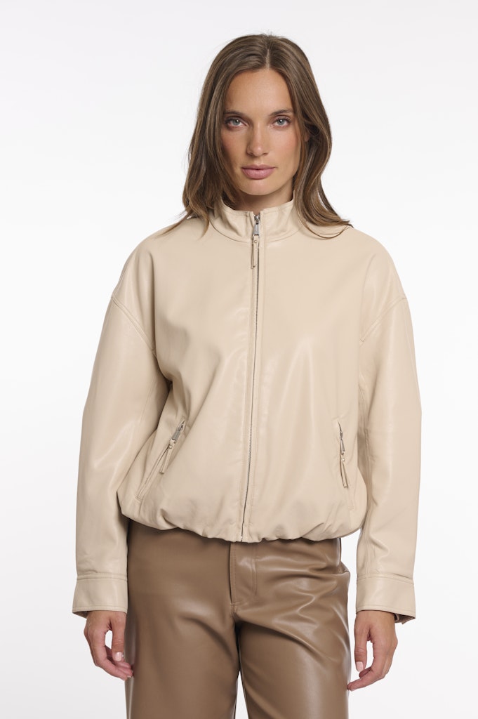 Blouson Jacket With Button Closure - Beige