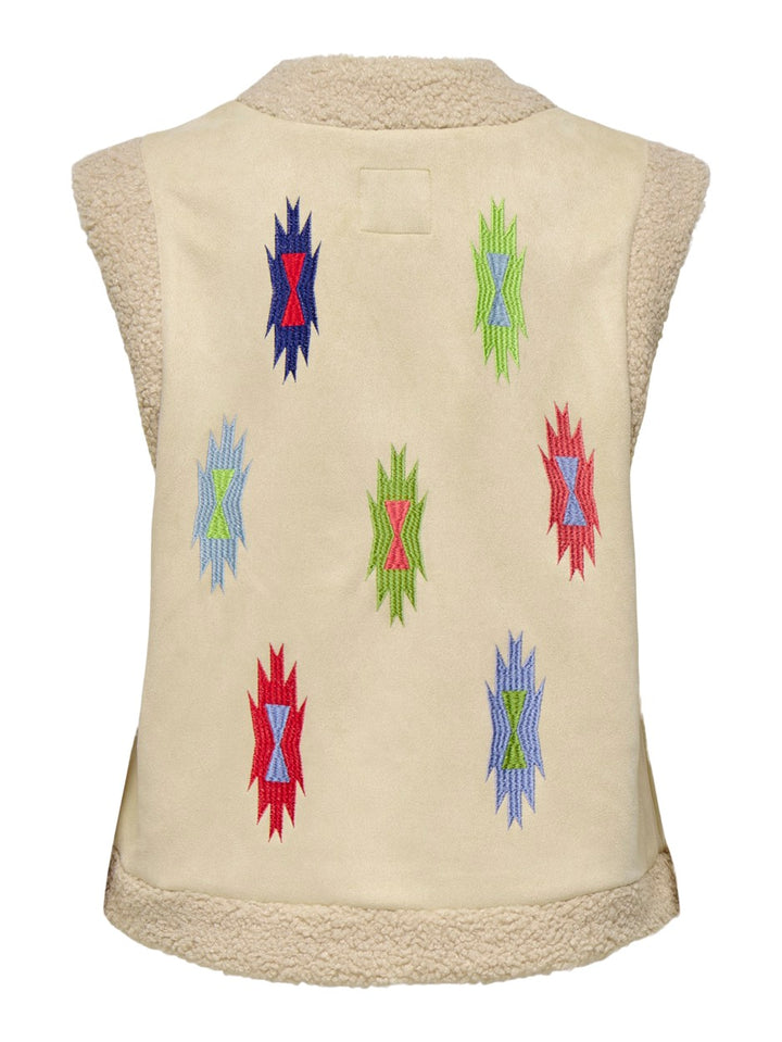 Onlfrida Aztec Emb. Waistcoat Cs Ot - Zand Dessin