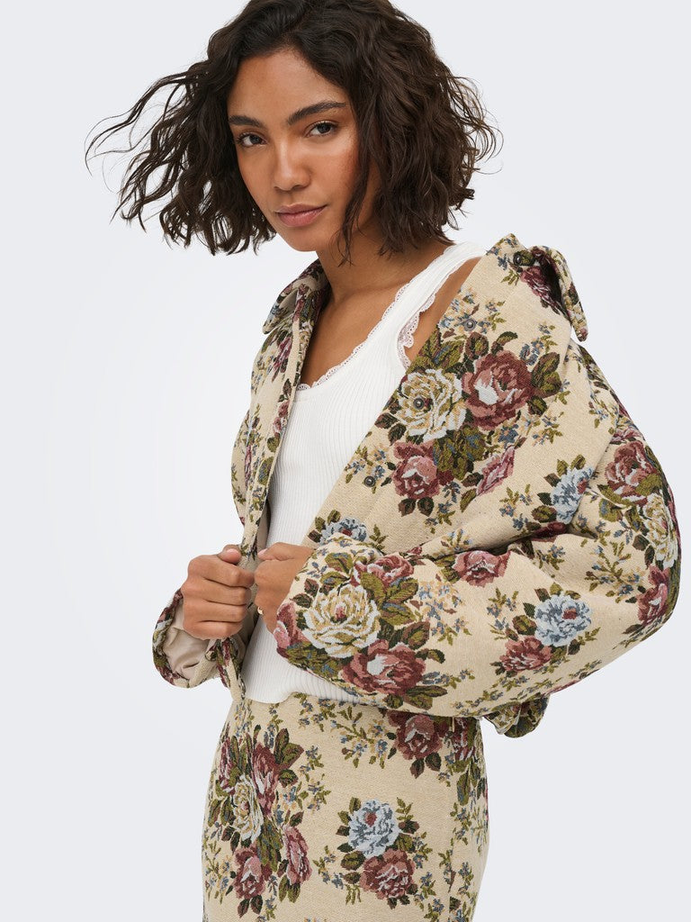 Jdyflola L/s Jacquard Jacket Wvn - Zand Dessin