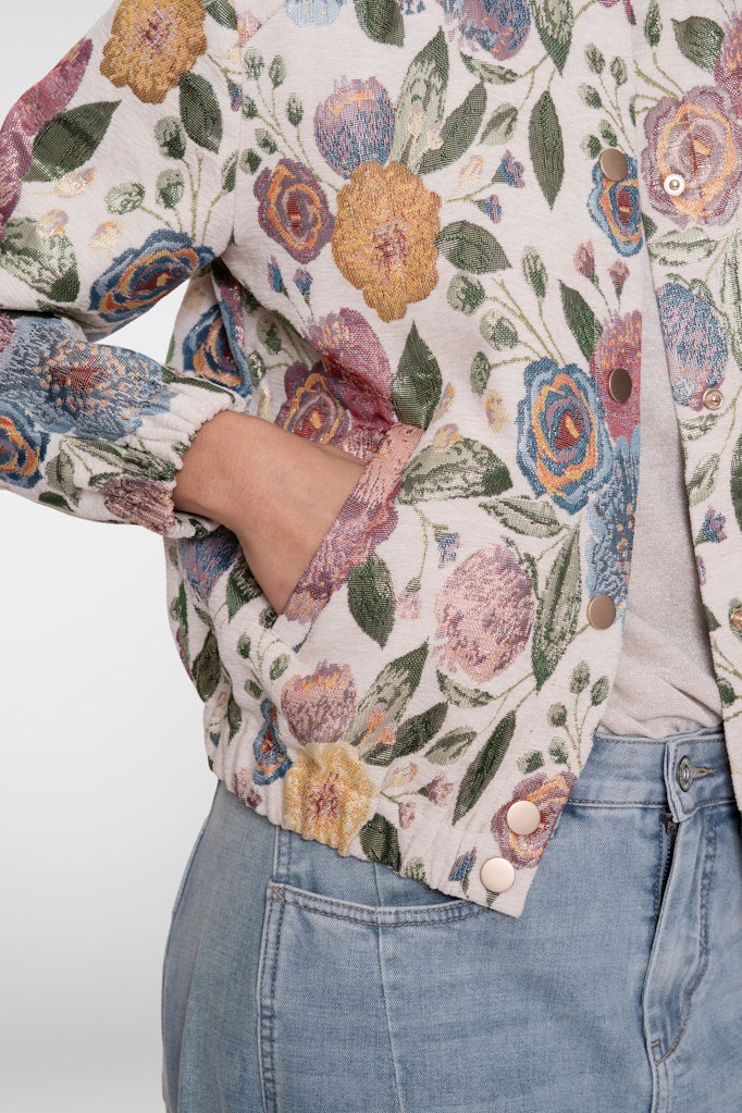 Bomber Jacket Leaves - Ecru Dessin