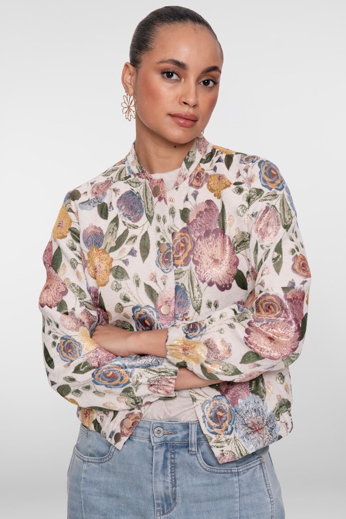 Bomber Jacket Leaves - Ecru Dessin