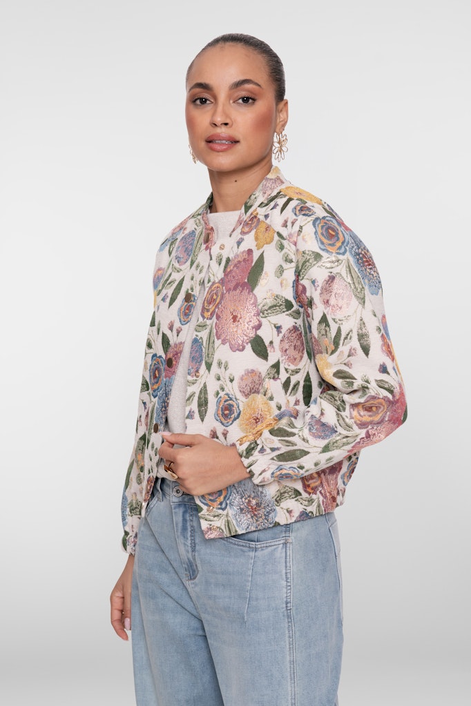 Bomber Jacket Leaves - Ecru Dessin