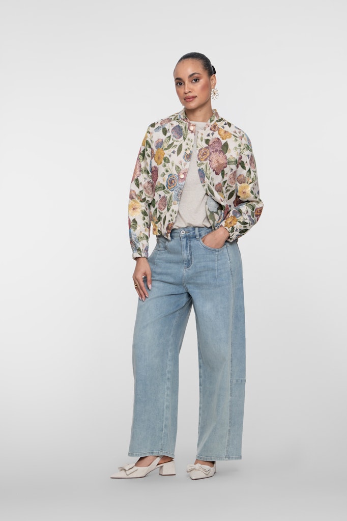 Bomber Jacket Leaves - Ecru Dessin