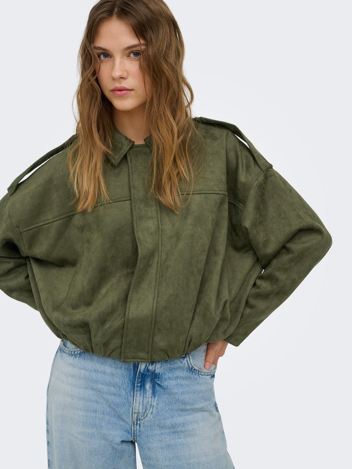 Onlmoon Stina Faux Suede Bomber Pnt Noos - Groen