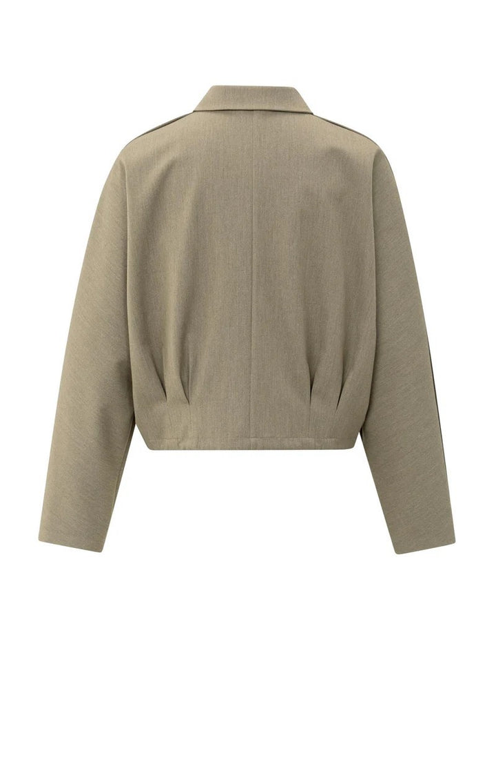 Blouse Jacket With Waist Pleat - Kaki