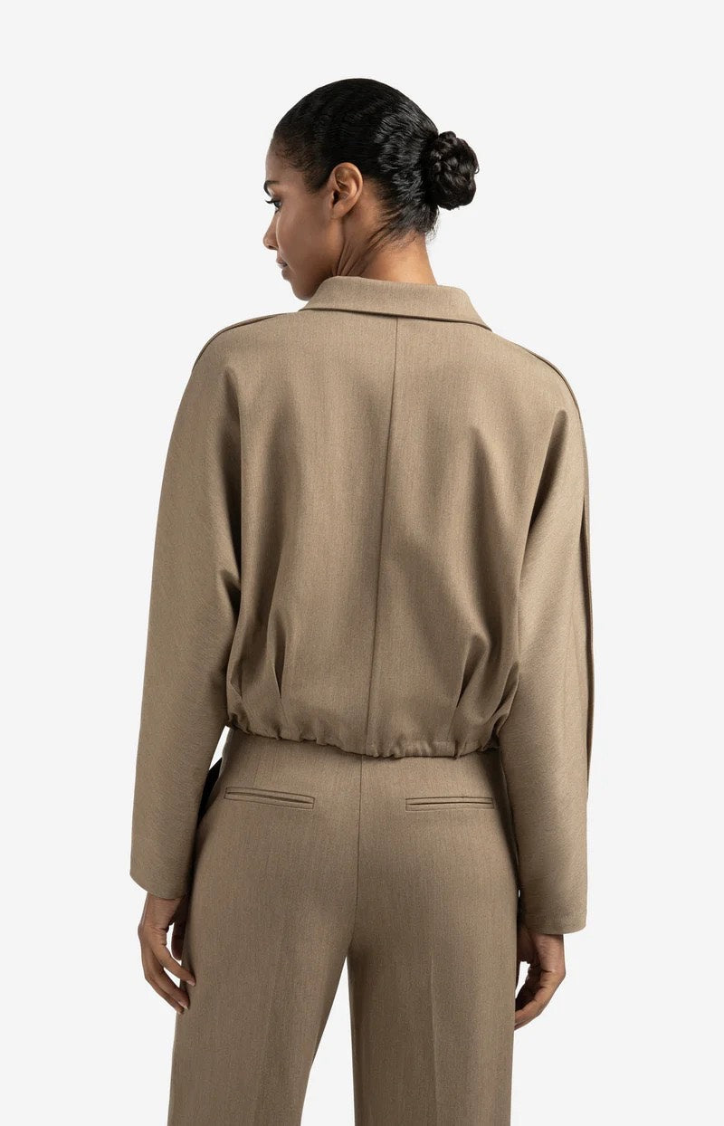 Blouse Jacket With Waist Pleat - Kaki