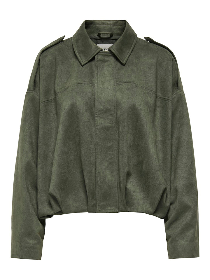 Jdynia Faux Suede Bat Jacket Otw Yfm - Donkergroen