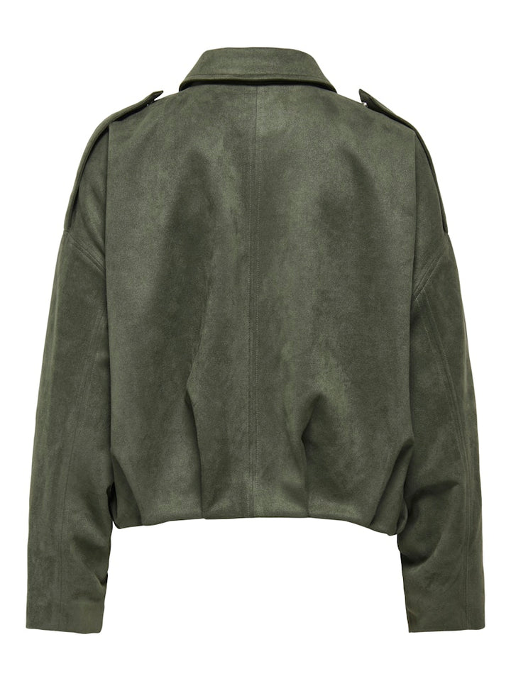 Jdynia Faux Suede Bat Jacket Otw Yfm - Donkergroen