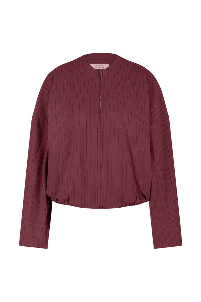 Storm Stripe Bomber Jacket - Bordeaux