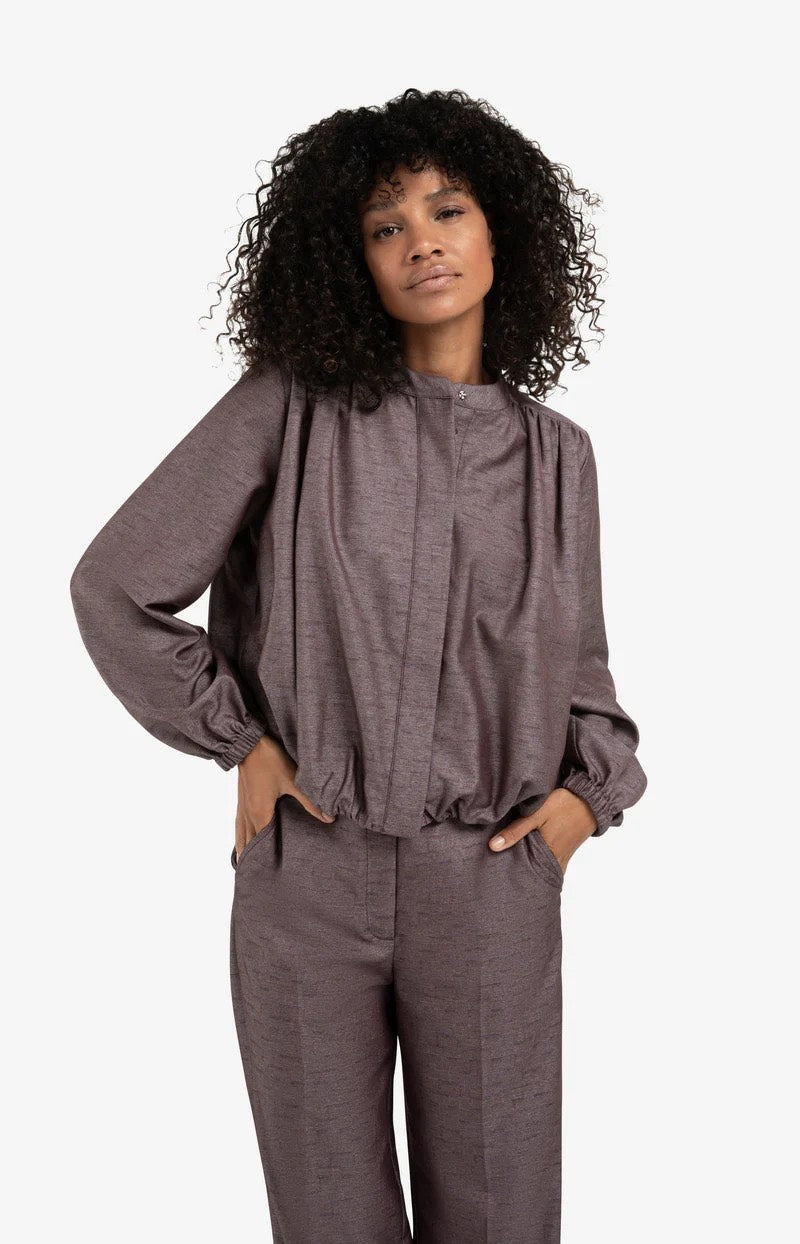 Balloon-shaped Blouse Jacket - Paars Dessin
