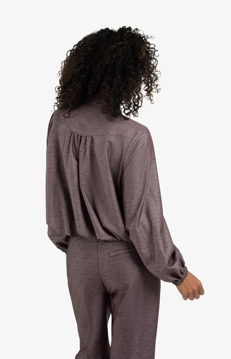 Balloon-shaped Blouse Jacket - Paars Dessin