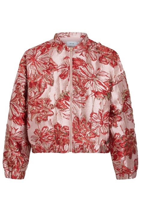 Visjacca O-neck 2/4 Jacquard Bomber/dc/r - Roze Dessin