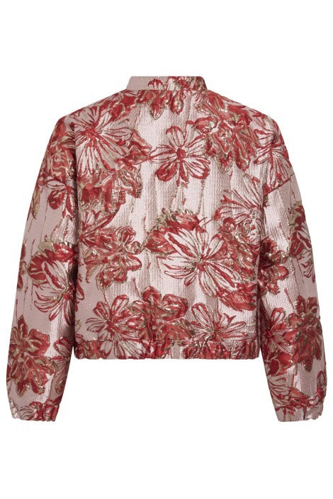 Visjacca O-neck 2/4 Jacquard Bomber/dc/r - Roze Dessin