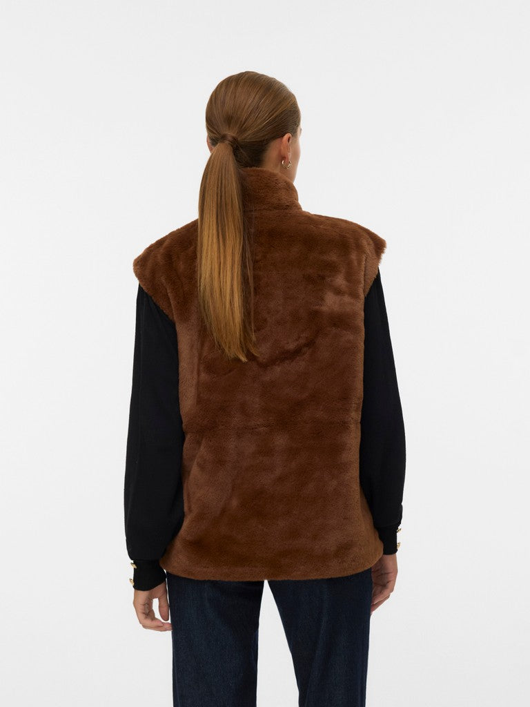 Vmjsonjapoppy Faux Fur Waiscoat - Bruin
