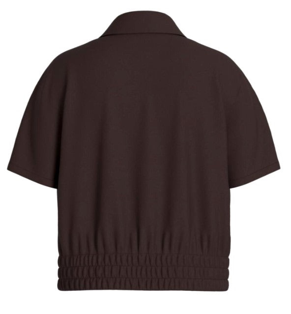Viclua Ss Zip Shirt - Bruin