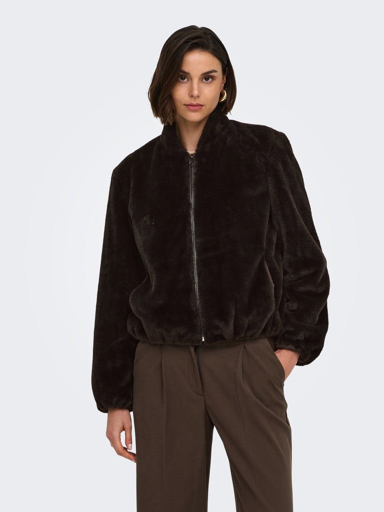 Jdymacy Faux Fur Balloon Jacket Otw Qiq - Bruin