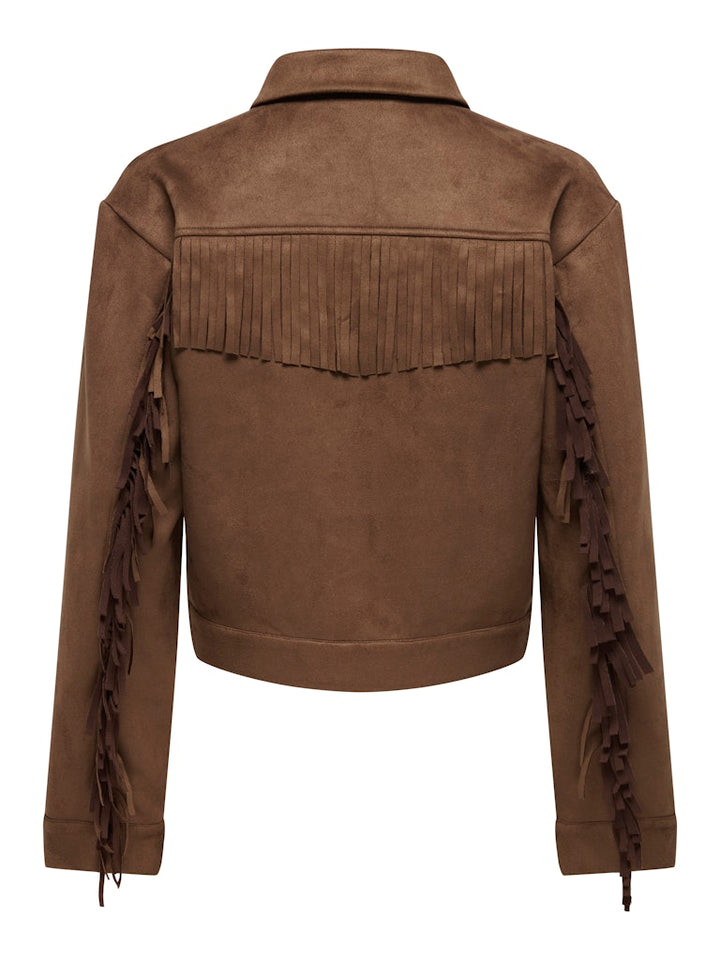 Onlylva Ls Faux Suede Frill Jacket - Cognac
