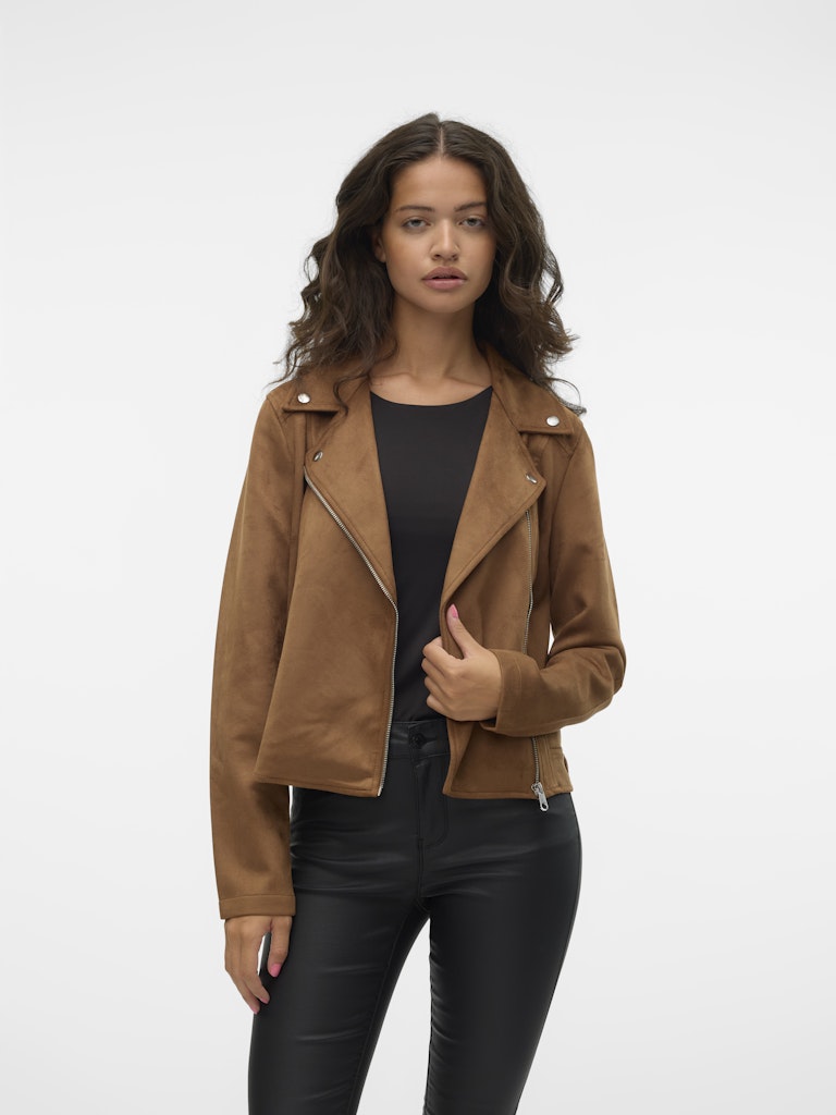 Vmjose Ss24 Short Faux Suede Jacket - Cognac