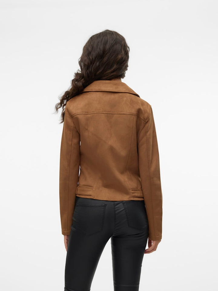 Vmjose Ss24 Short Faux Suede Jacket - Cognac