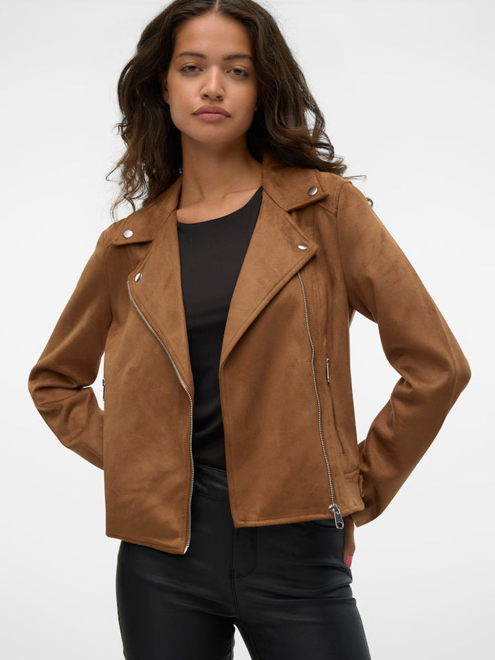 Vmjose Ss24 Short Faux Suede Jacket - Cognac