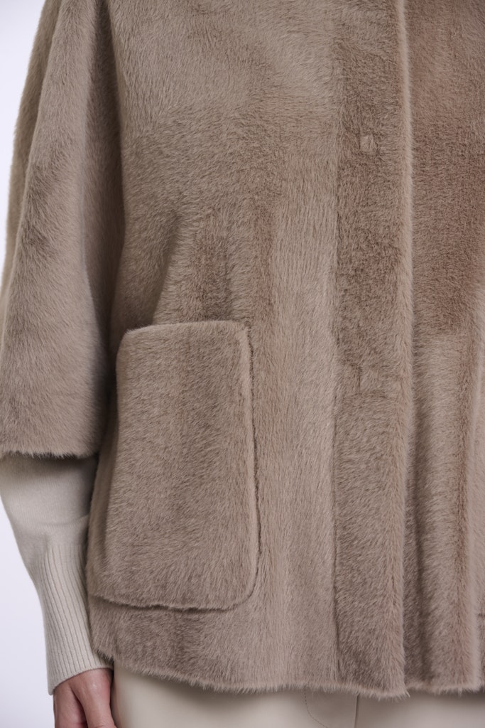 Faux Fur Cape - Taupe
