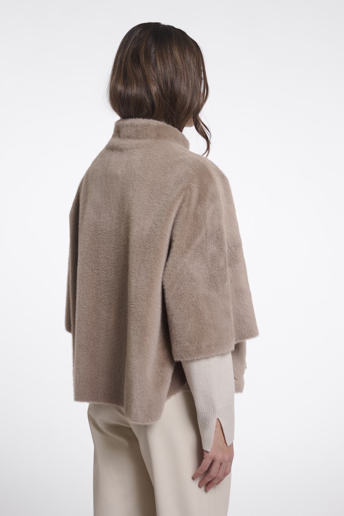 Faux Fur Cape - Taupe