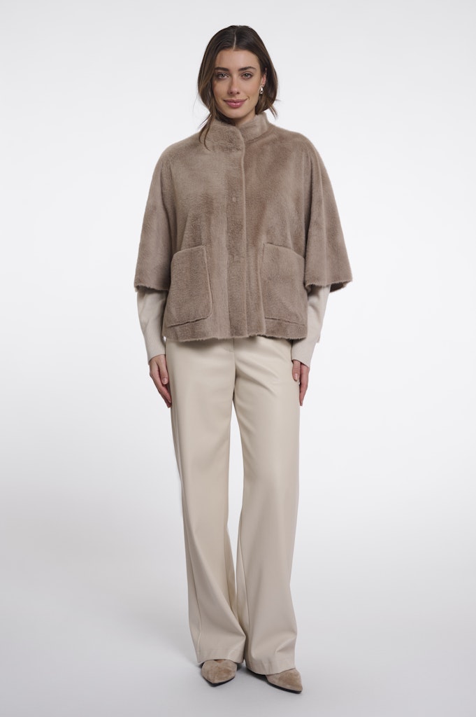 Faux Fur Cape - Taupe