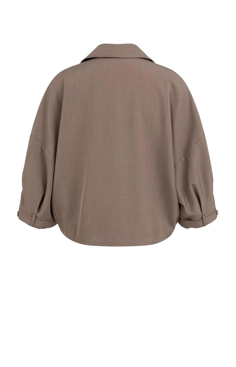 Blousejack Met Klepzakken - Taupe