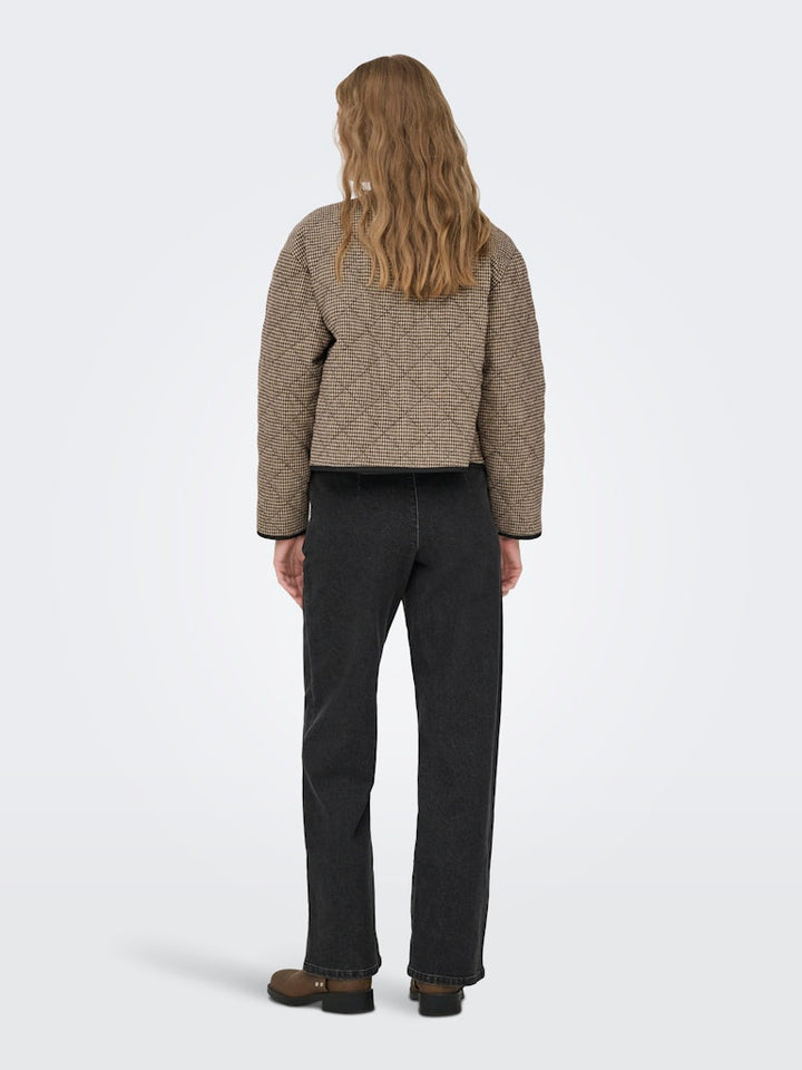 Jdyemery L/s Quilted Shacket Wvn - Bruin Dessin