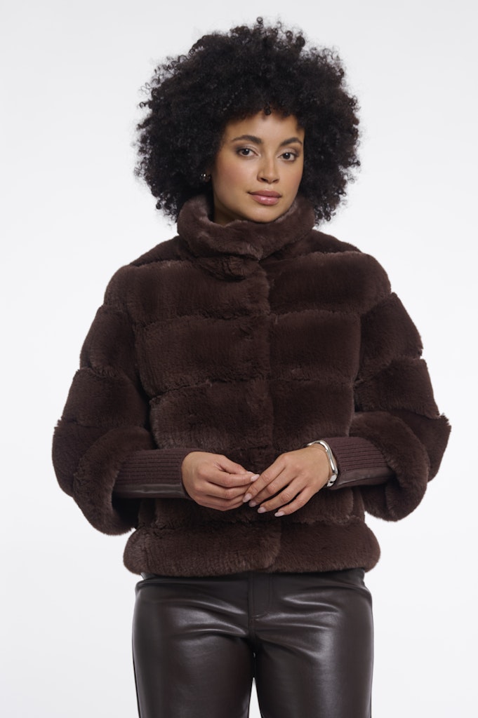 Jacket With Rib Cuffs - Bruin Dessin