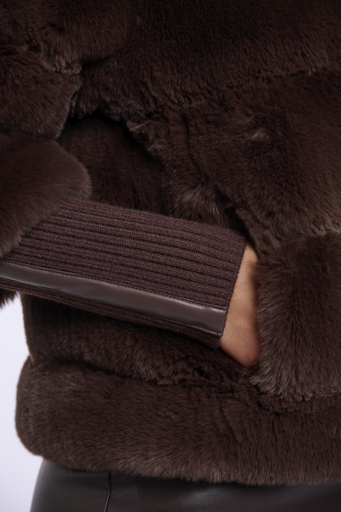 Jacket With Rib Cuffs - Bruin Dessin