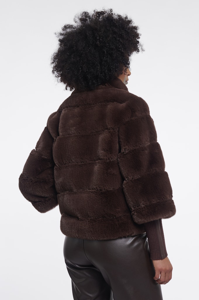 Jacket With Rib Cuffs - Bruin Dessin