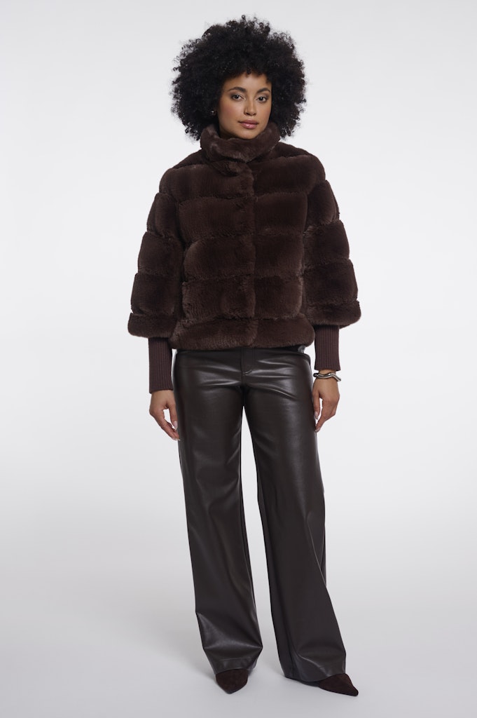 Jacket With Rib Cuffs - Bruin Dessin
