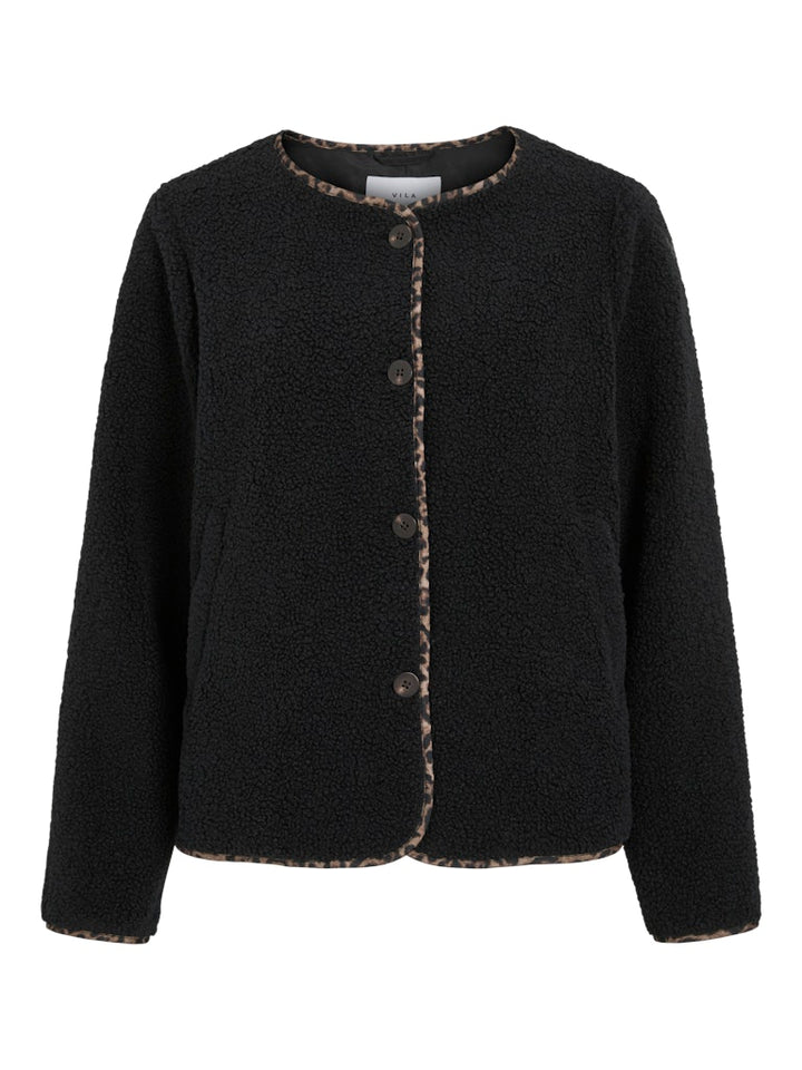 Viada Printed Piping Teddy Jacket - Zwart