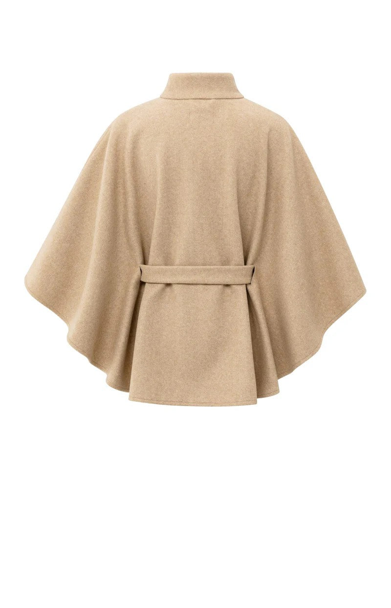 Soft Woven Poncho With Collar - Camel