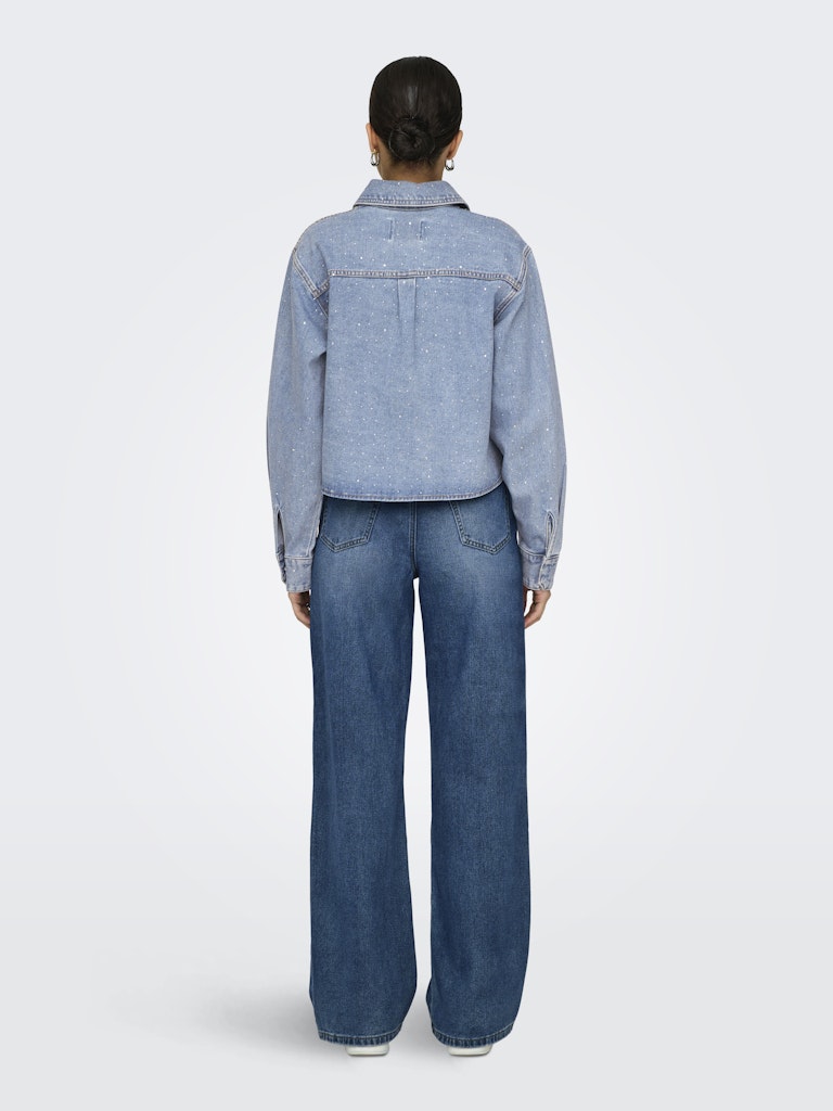 Onlmaggiemay L/s Rhinest Dnm Shirt - Blue Denim