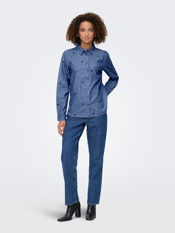 Jdylove L/s Embr Shirt - Blue Denim
