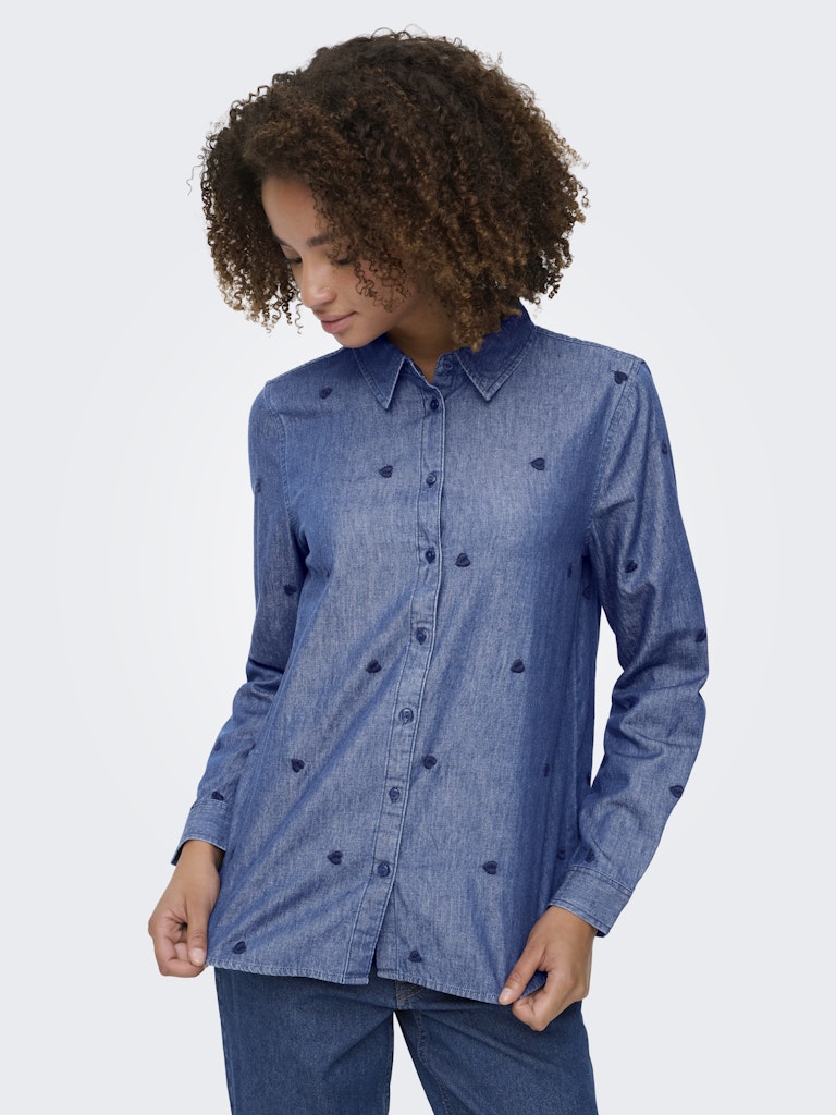 Jdylove L/s Embr Shirt - Blue Denim
