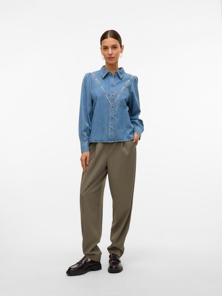 Vmtolla Ls Shirt Yo371 - Blue Denim