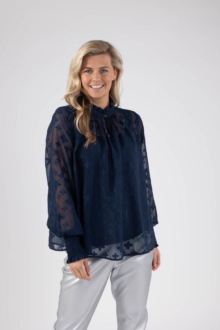 Marbella Blouse Flower - Lichtblauw