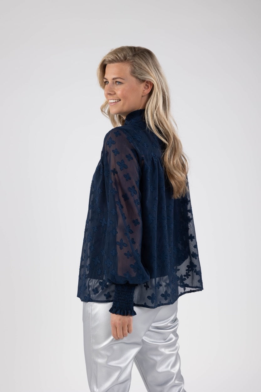 Marbella Blouse Flower - Lichtblauw