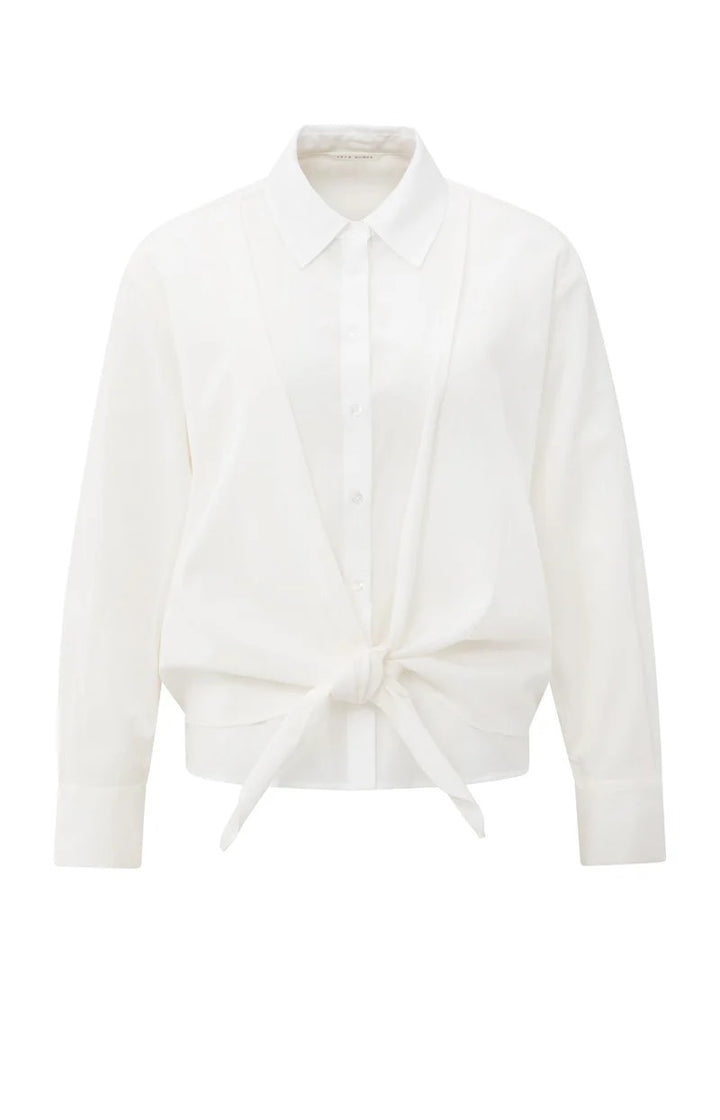 Layered Blouse With Knot - Off-white