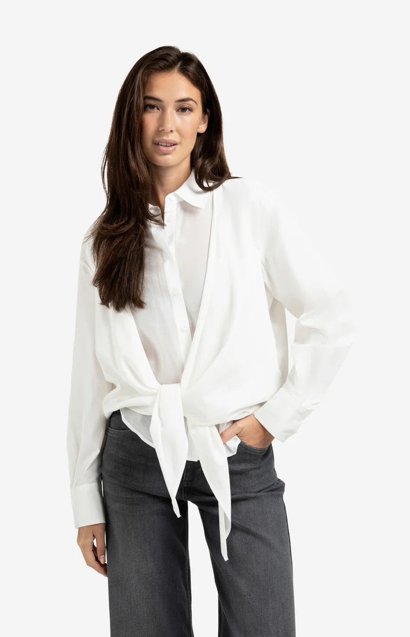 Layered Blouse With Knot - Off-white