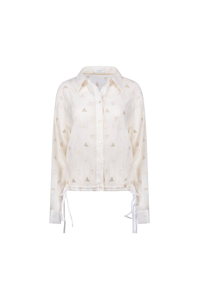 Ally Blouse Square Embroidery - Off-white