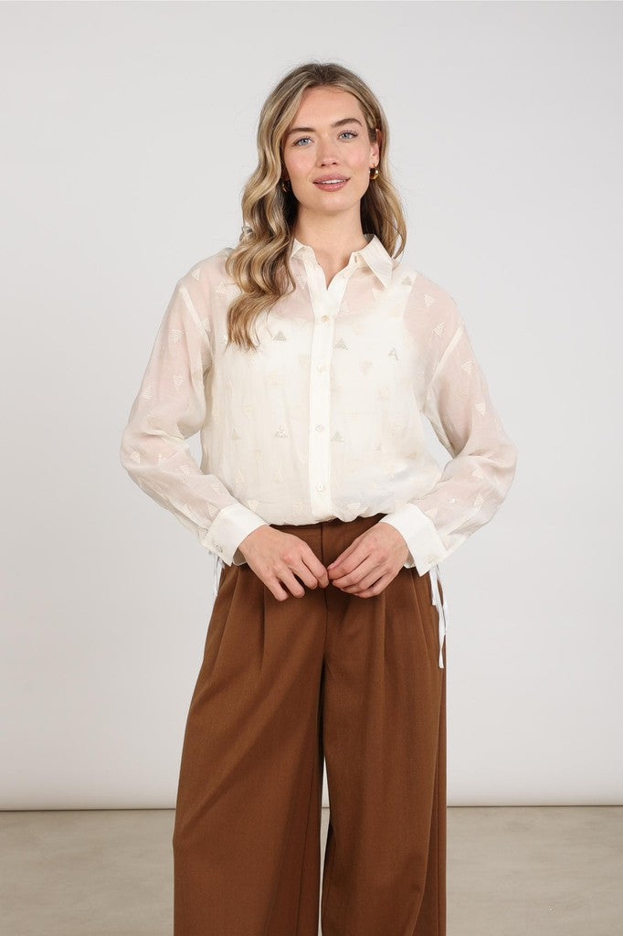 Ally Blouse Square Embroidery - Off-white