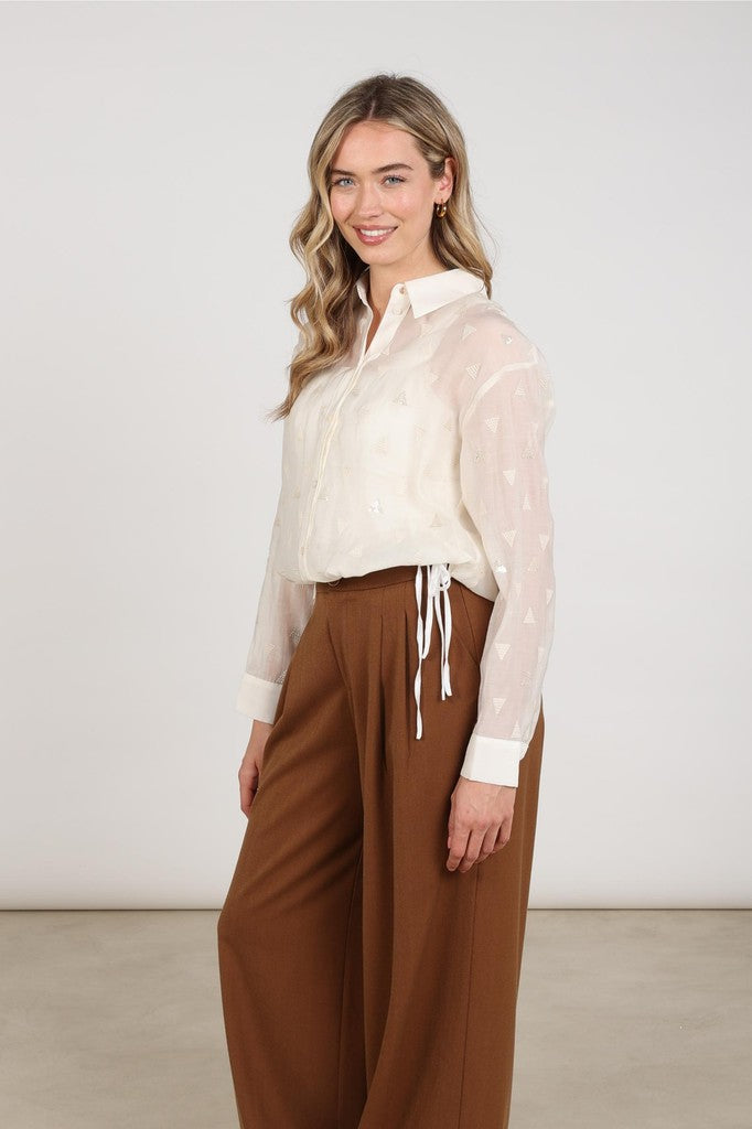 Ally Blouse Square Embroidery - Off-white