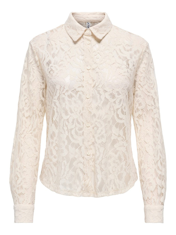 Onlbirun L/s Lace Shirt Wvn - Off-white