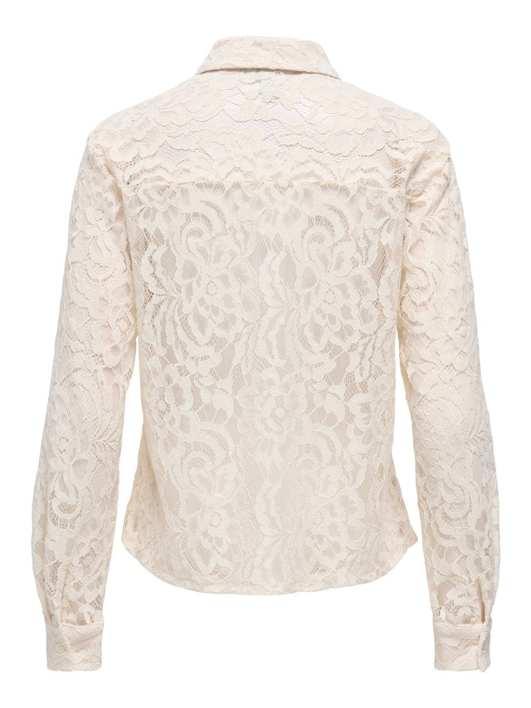 Onlbirun L/s Lace Shirt Wvn - Off-white