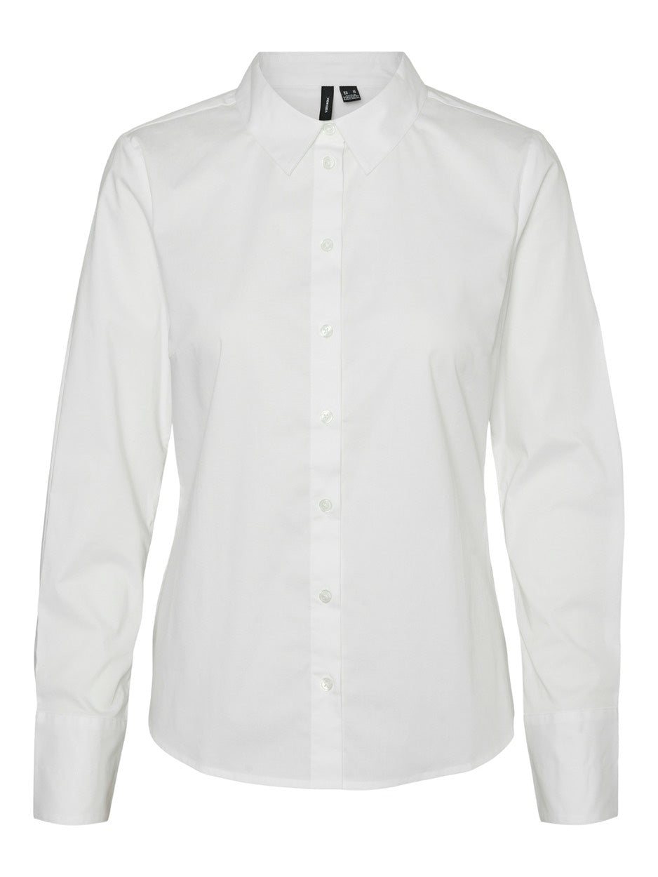 Vmanna Ls Fitted Shirt Wvn Ga Noos - Off-white